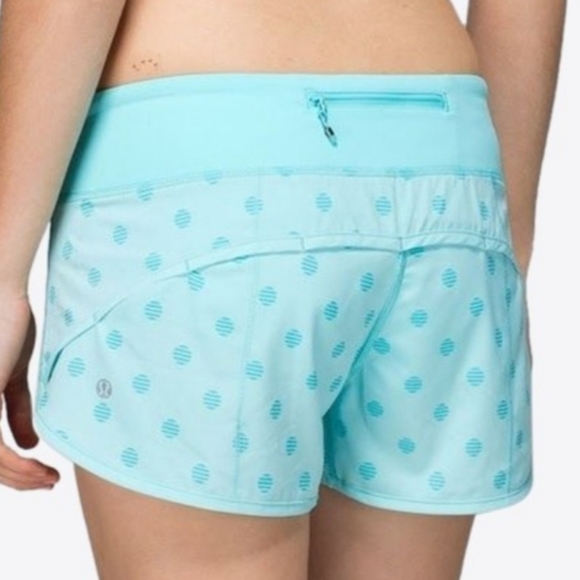 Lululemon Blue Polka Dot Running Speed Shorts - Picture 2 of 10